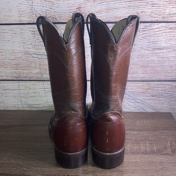 Mens Pre Owned Laredo Burgundy Roper Cowboy Boots Size 7.5D - Picture 6 of 11